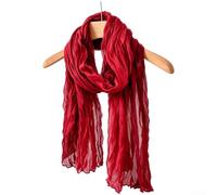 Volakebeing Soft Cotton Linen Crinkle Scarf Ladies Fashion Neck Wrap Long | Unique crinkle texture, cotton-linen blend, breathable all-season wear, UV protection, solid color design