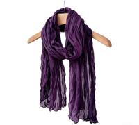 Volakebeing Soft Cotton Linen Crinkle Scarf Ladies Fashion Neck Wrap Long | Unique crinkle texture, cotton-linen blend, breathable all-season wear, UV protection, solid color design