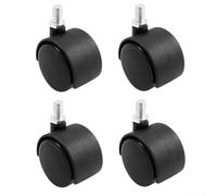 Volakebeing Swivel Caster Wheels .5 Inch for Furniture - Black Nylon with M8 Threaded Stem, 4 Pack, 360 Degree Rotation, 15kg Load Capacity per Wheel,(.5 Inch)