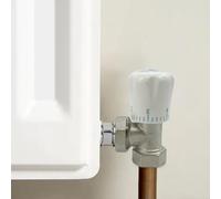 Volakebeing Thermostatic Radiator Valve 15mm x 3/4" Angle Copper Heating Control with 5 Settings, Energy Efficient Two-Way Valve for Consistent Room Heat, For Easy(A)