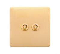 Volakebeing Vintage Brass Toggle Light Switch, Single/Double Pole Rocker Lever Wall Mount Panel Classic Design for Home Living Room Bedroom 86mm(2 Gang)