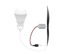 Volakebeing Wind Energy Generator Kit with USB Light - Small Wind Turbine Motor for Educational DIY Experiments, Mini Renewable Energy Teaching Model with 5W LED Light,