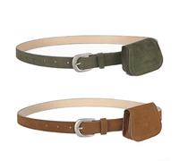 Volakebeing Women's Retro Suede Belt 2.3cm Wide Pin Buckle | Vintage suede texture, soft faux finish, retro charm, elevates casual or polished outfits effortlessly