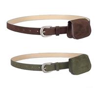 Volakebeing Women's Retro Suede Belt 2.3cm Wide Pin Buckle | Vintage suede texture, soft faux finish, retro charm, elevates casual or polished outfits effortlessly