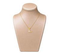 Volakebeing Women's Stainless Steel Letter Necklace Mother-of-Pearl | Real shell inlay, unique iridescent for shimmer, elegant look, stainless steel base, wear