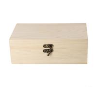 Volakebeing Wooden Jewellery Storage Box with Hinged Lid and Locking Clasp, Pine Wood Desktop Organizer for Necklaces, Bracelets, Watches, DIY Craft Decoration(M)
