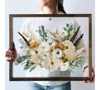Volakk Floating Frame 16x20 Pressed Flower Frame Walnut Wood Double Glass Floater Frame 20x24 Floating Picture Frame Shadow Box Frame 16x20 Bouquet Frames For Wedding Memory