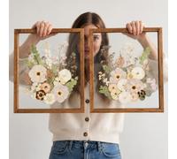 Volakk Floating Frames 11x14 Walnut Wood Shadow Box Frame For Pressed Flower Floater Double UV Glass Pressed Flower Floating Frame 20x24 Bouquet Frames For Wedding Memory