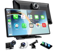 Volam Carplay Car Stereo for AppIe Car Play Android Auto 9 inch Carplay Screen for Car with Dashcam Front&Backup 2.5K+1080P with GPS-Navigation/Mirror Link/Voice Assistant/64GB TF/Bluetooth/AUX/FM