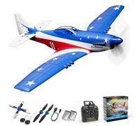 volantexrc Remote Control Plane, 4-CH RC Plane Ready to Fly P51 Mustang Radio Controlled Airplane for Adults and Beginners with Xpilot Stabilization System, One Key Aerobatic (761-5)