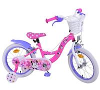 Volare Disney Minnie Cutest Ever Pink Kids Bike | Ages 4-6 | 16 Inch Wheel | 2 Handbrakes (Front & Back), Removable Stabilisers & Pedal Reflectors | Adjustable Height | Handlebar Basket | Girls Gift