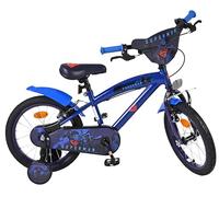Volare Superman Kids Bike | Ages 4-6 | 16 Inch Wheel | 2 Handbrakes (Front & Back Wheel), Removable Stabilisers, Chain Guard & Pedal Reflectors | Adjustable Saddle | Gift for Girls & Boys
