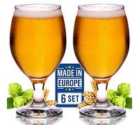 Volarium CRYSTALIA Premium Beer Glasses, Set of 6, 400ml Beer Glass 100% Lead Free Stemmed Goblets, Belgian IPA Beer Tasting Glass, Chalice Glas, Tulip Glasses Lager Glasses with Stem