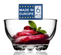 Volarium CRYSTALIA Premium Quality Glass Dessert Bowls Set of 6 280ml 100% Lead Free Stackable Sauce Bowls, Sundae Ice Cream Serving Bowls, Side Bowls Set, Glass Dessert Dishes, Dips Candy Dishes