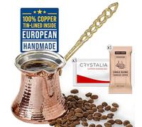 Volarium CRYSTALIA Premium Quality Handmade Turkish Coffee Pot, Turkish Coffee Maker, Cezve, Greek Arabic Coffee Pot, Hammered Copper Coffe Pot, Butter Pot, Copper Pot, Jazzve