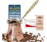 Volarium CRYSTALIA Premium Quality Large Turkish Coffee Pot, 425ml Greek Arabic Coffee Maker, Hammered Copper Cezve, Copper Pot, Greek/Arabic Coffe Pot, Turkish Cofee Maker