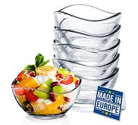 Volarium CRYSTALIA Premium Stackable Small Glass Dessert Bowls Set of 6, 215ml 100% Lead & Cadmium Free Glass Prep and Side Bowls, Dip Sauce Bowls, Ice Cream, Snack and Starter Bowl