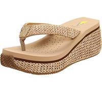VOLATILE Women's Island Wedge Sandal, Natural Raffia, 8 UK