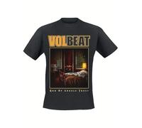 Volbeat Official Band Merchandise Men's God of Angels Trust Graphic Black Short Sleeve Cotton Tee with Bold Yellow Print & Ram Head Design T Shirt