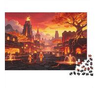 Volcanic Ancient City 1000 Piece Jigsaw Puzzle Paper Puzzle Game for Adults Sunset Landscape Relaxing Family Fun Home Decor Gift 38x26cm/1000pcs