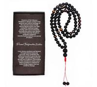 Volcanic Beads Necklace, Red, 42cm, Lava Stone and Tiger's Eye, Personal Transformation Collection