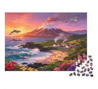Volcanic Coastal Landscape 1000 Piece Jigsaw Puzzle Paper for Adults Sunset Bay Puzzle Game for Family Home Decor Stress Relief Gift 38x26cm/1000pcs