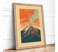 Volcanic Convergence Graphic Framed Wall Art Print A3 (42×29.7cm) Oak, Wall Decor for Living Room, Bedroom, Office & Home, Ready to Hang, Art Gift