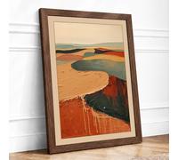Volcanic Crater Formation Modern Framed Wall Art Print A2 (59.4×42cm) Walnut, Wall Decor for Living Room, Bedroom, Office & Home, Ready to Hang, Art Gift