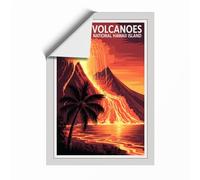 Volcanic Eruption in Hawaii Vintage Unframed Wall Art Print A3 (42×29.7cm), Wall Decor for Living Room, Bedroom, Office & Home, Art Gift