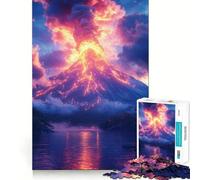 Volcanic Eruption Landscape 1000 Adult Pieces Jigsaw Puzzle Mind Challenge Toy Neat Cut Perfect Alignment Family Fun Night Activity (38x26cm)