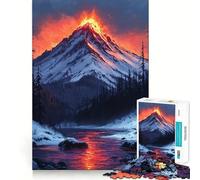 Volcanic Eruption Landscape Jigsaw 1000 Pieces for Teenagers Memory Train Fun Clean Seamless Connection Relaxing Indoor Group Activity (38x26cm)