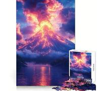 Volcanic Eruption Landscape Jigsaw Puzzle for Teenagers 1000 Pieces Sharp Recall Quiet Recreation Uniform Cut Unique Xmas Gift (38x52cm)