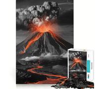 Volcanic Eruption Landscape Jigsaw Puzzles 1000 Mental Focus Game No Gap Tight Fitting Design Interactive Brain Challenge for Home (38x26cm)