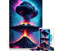 Volcanic Eruption Mushroom Cloud Adults 1000 Pieces Puzzle Mental Fun Game Advanced Laser Cutting Tech Amusing Challenge for Waiting Time (38x26cm)