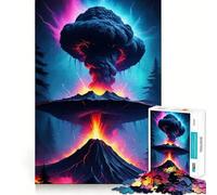 Volcanic Eruption Mushroom Cloud Jigsaw for Adults 1000 Pieces Brain Memory Game Laser Cut for Flawless Fit Unique Gift for Stress Relief (50x75cm)