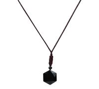 Volcanic Glass Necklace - Sixpoint Star Charm, Crystal Pendant | Sacred Energy Chain, Ritual Protection Healing Gemstone Wearable, Mystic Spiritual Ceremony Jewelry Meditation Daily