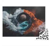Volcanic Island with Ocean Wave 1000-Piece Puzzle for Adults, 52x38cm/1000pcs, White Card with A Low-dust Finish; An At-home Challenge for Leisure Time