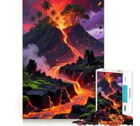 Volcanic Landscape with Lava Flow Adult Jigsaw Puzzles1000 Pieces Brain Game Gift High Precision Die Cut Relaxing Indoor Group Activity (38x52cm)
