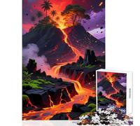 Volcanic Landscape with Lava Flow Jigsaw Puzzles 1000 Pieces for Teenagers Boost Memory And Cognitive Function Calm Peaceful Leisure Activity (50X75cm)