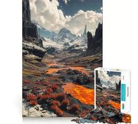 Volcanic Landscape with Snow-Capped Mountains Jigsaw Puzzle 1000 Mental Recall Game High Accuracy Cutting Craft Interactive Brain Challenge for Home (50x75cm)