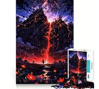 Volcanic Mountain Lava River Jigsaw 1000 Piece Mind Skill Play Stable Fit No Shifting Parts Enjoyable Pastime for Long Weekends (38x26cm)