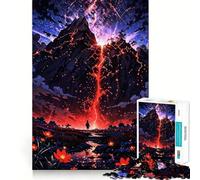 Volcanic Mountain Lava River Jigsaw Puzzles 1000 Pieces Focus Boost Fun Laser Cut for Flawless Fit Bonding Activity for Loved Ones (38x52cm)