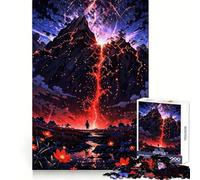 Volcanic Mountain Lava River Jigsaw Puzzles 1000 Pieces for Adults Strategic Think Light Recreation Clean Cut Xmas Present (38x26cm)