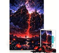 Volcanic Mountain Lava River Puzzle for Adults 1000 Pieces Memory Play Game Firm Fit Secure Assembly Meaningful Connection Building Game (50x75cm)