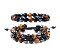Volcanic natural stone tiger eye beaded bracelet for men and women