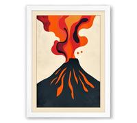 Volcanic Power Mid-Century Framed Wall Art Print A1 (84.1×59.4cm) White, Wall Decor for Living Room, Bedroom, Office & Home, Ready to Hang, Art Gift