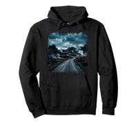 Volcanic Road Dark Landscape Winding Scenic Path Pullover Hoodie