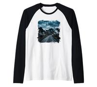 Volcanic Road Dark Landscape Winding Scenic Path Raglan Baseball Tee