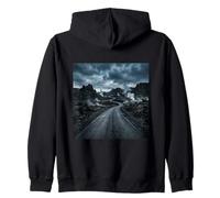 Volcanic Road Dark Landscape Winding Scenic Path Zip Hoodie