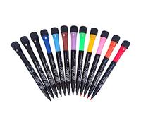 Volcanics Magnetic Whiteboard Pens with Eraser, Bullet Tip Dry Wipe Pens Low Odour, Whiteboard Markers 9 Colours + 3 Black, Thin Barrel Pack of 12 for Office, Meeting & Workspace